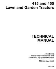 TM1836 - John Deere 415, 455 Lawn and Garden Tractors Diagnostic an Repair Technical Service Manual