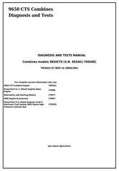 TM2022 - John Deere 9650 CTS Combines (SN. 695401-700400) Diagnosis and Tests Service Manual