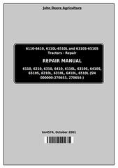 TM4574 - John Deere Tractors 6110, 6110L, 6210, 6310, 6310L,6310S, 6410L,6410S, 6510L,6510S Repair Manual