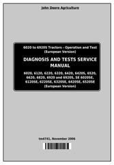 TM4741 - John Deere Tractors 6020,6120,6220, 6320,6420,6520, 6620,6820,6920 (S,SE) Operation&Tests Manual