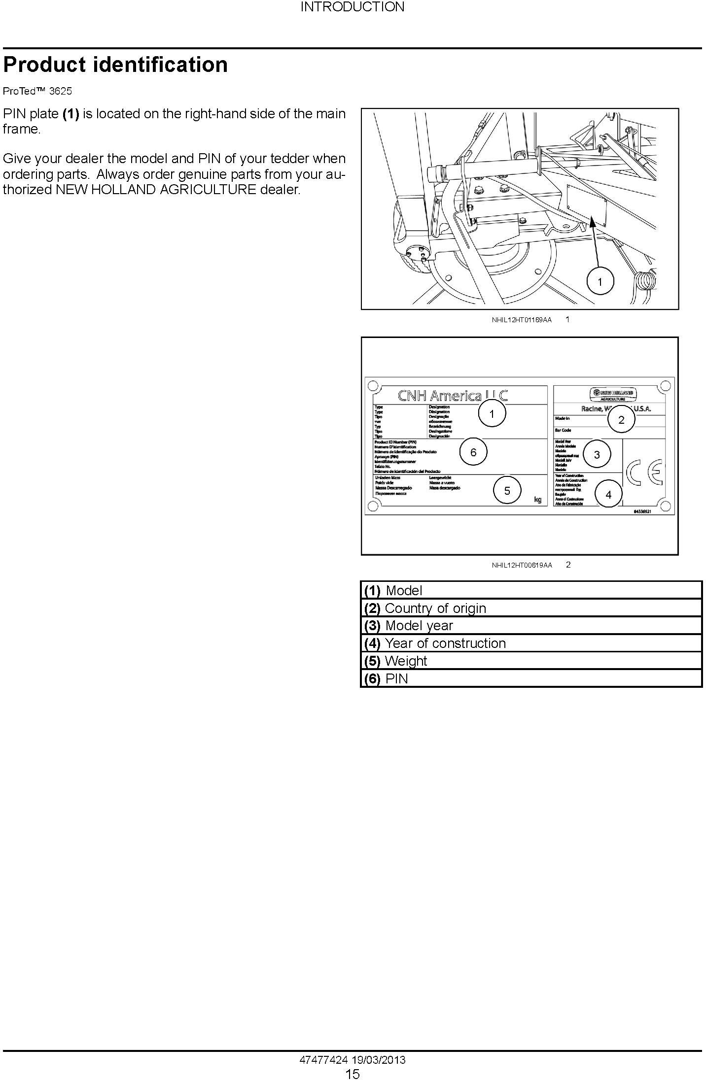 New Holland ProTed 3417, 3625, 3836 Rotary Tedder Service Manual - 1