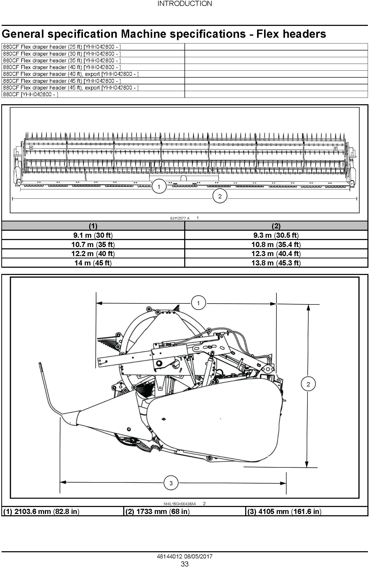 New Holland 840CD, 880CF (PIN: YHH042800 and above) Draper header Service Manual - 2