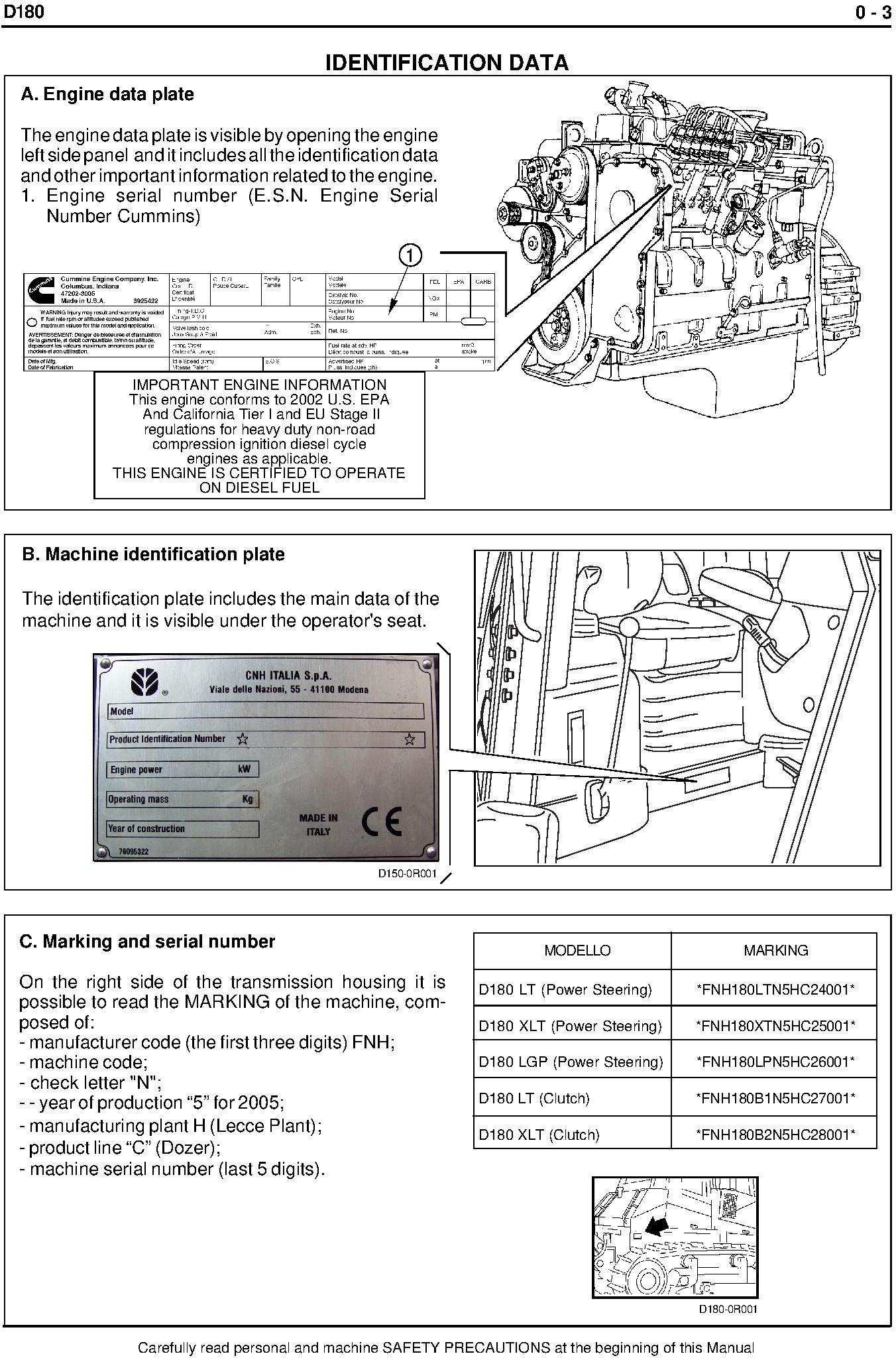 New Holland D180 Crawler Dozer Service Manual - 1