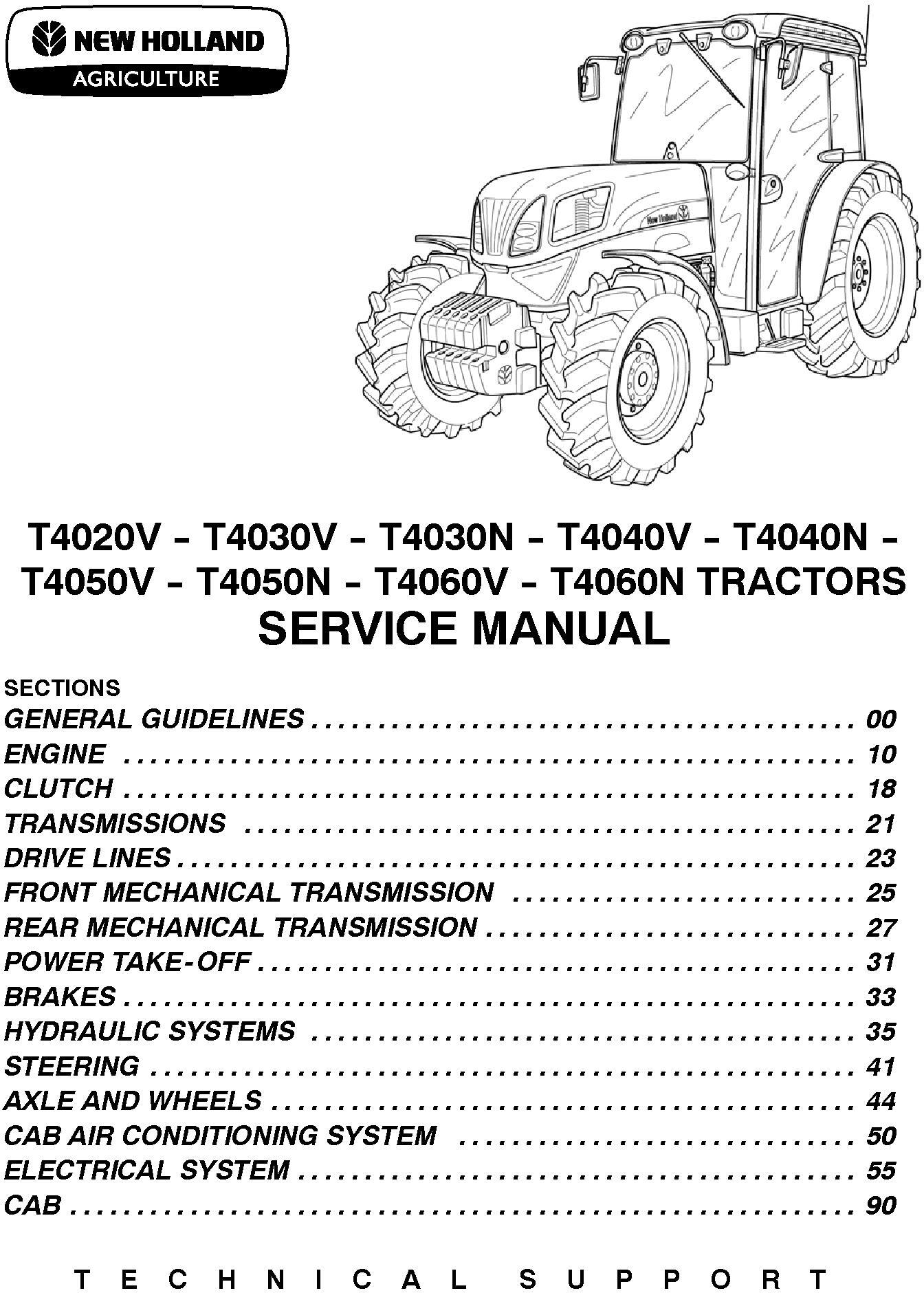 New Holland T4020V, T4030V/N, T4040V/N, T4050V/N, T4060V/N Tractor Service Manual - 1