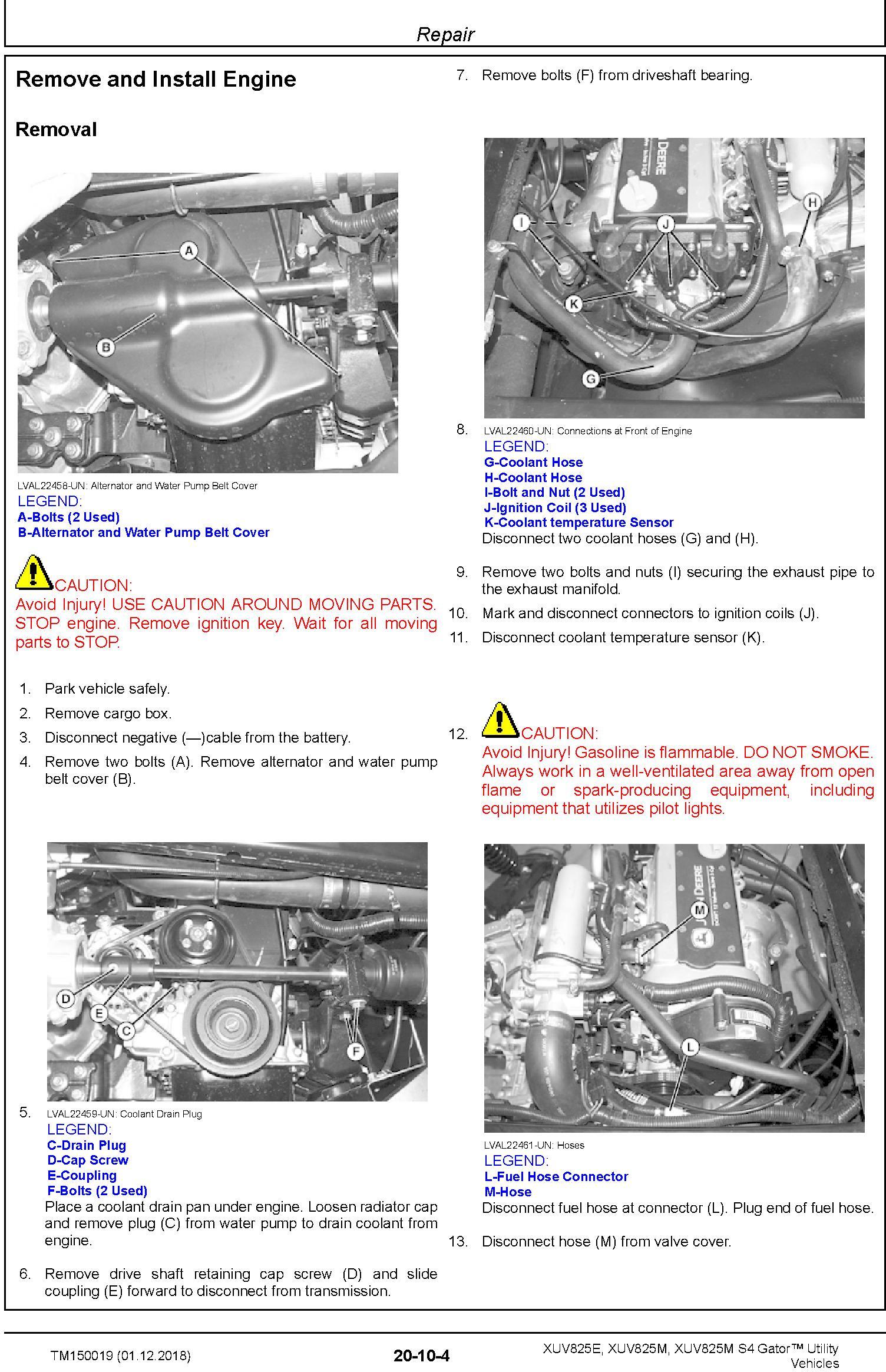 John Deere XUV825E XUV825M, XUV825M S4 Gator Utility Vehicles (SN.010001-) Technical Manual TM150019 - 1
