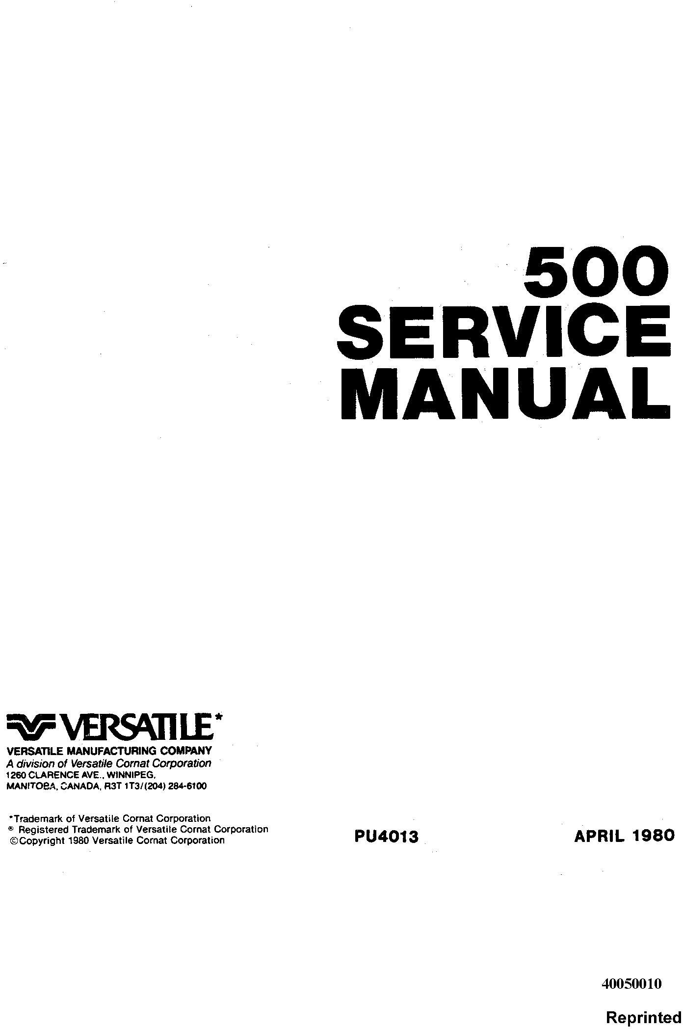 Ford Versatile 500 4WD Tractor (1977-79) Complete Service Repair Manual ...