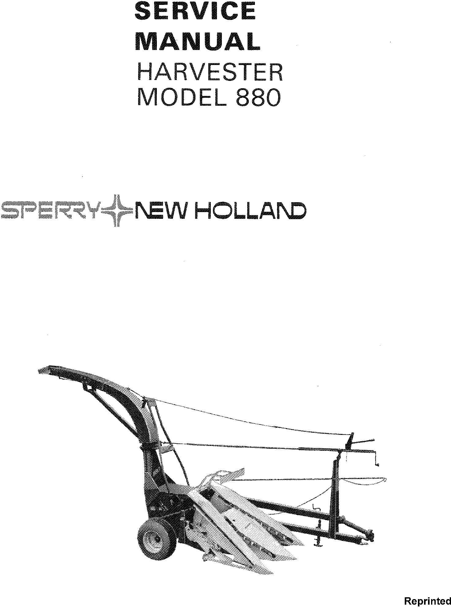 New Holland 880 Forage Harvester Service Manual