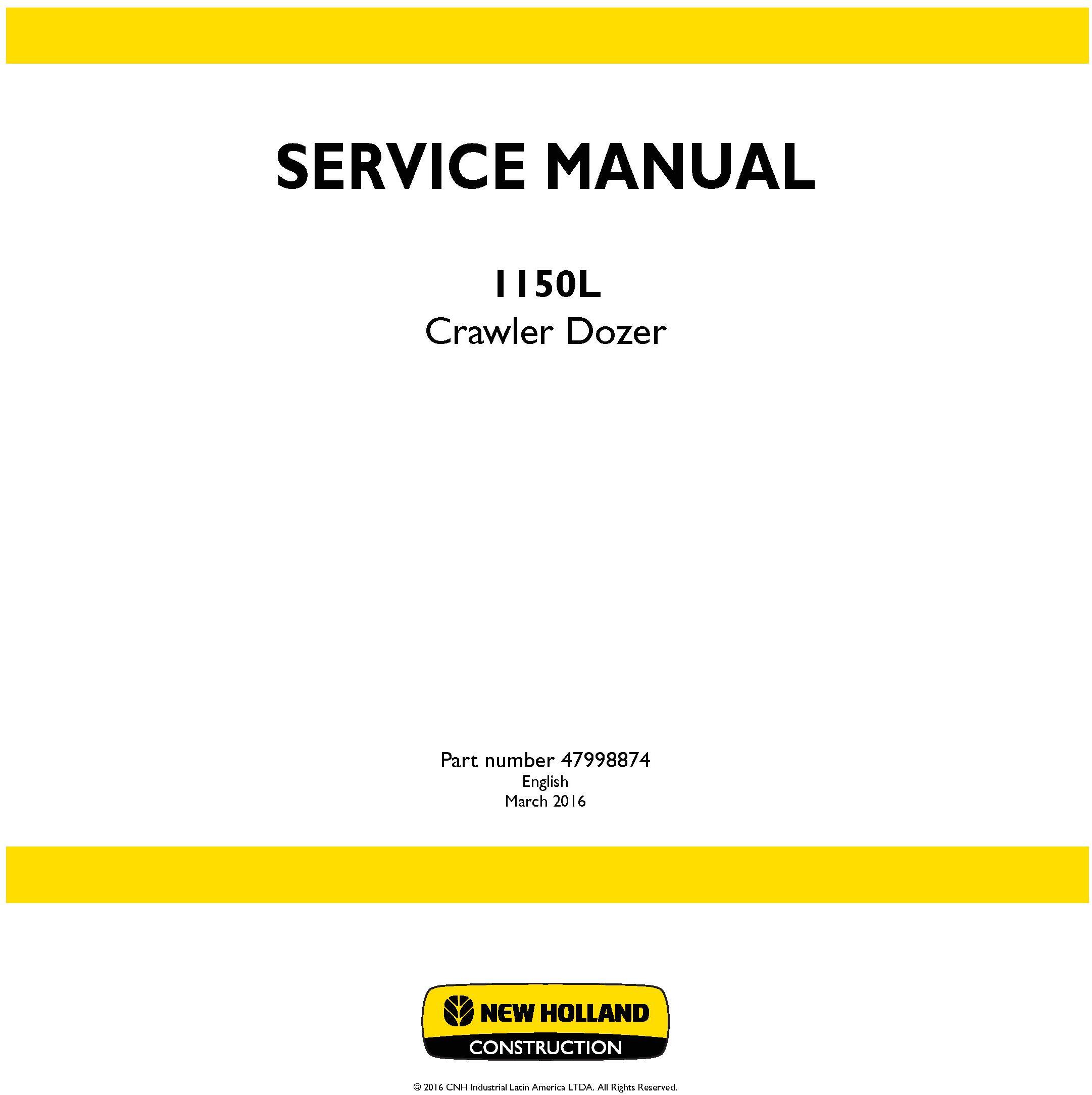 New Holland , Case 1150L Crawler dozer Service Manual - 19644