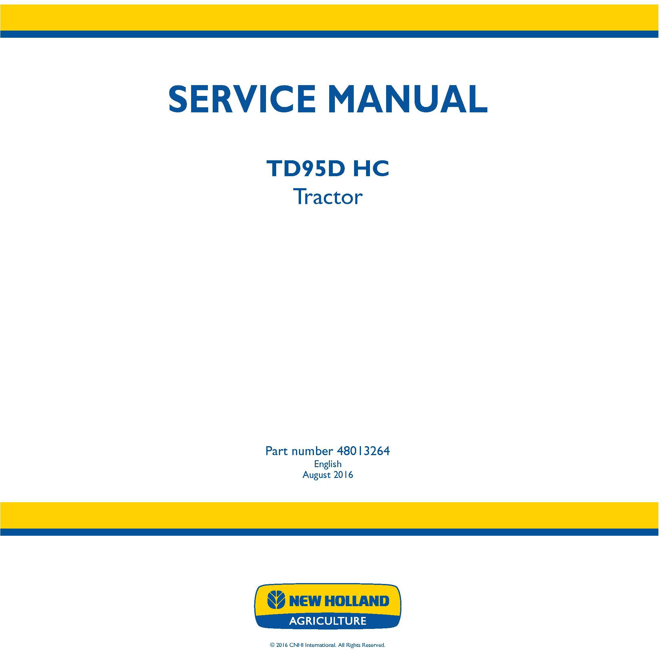 New Holland TD95D HC Tractor Service Manual - 19480