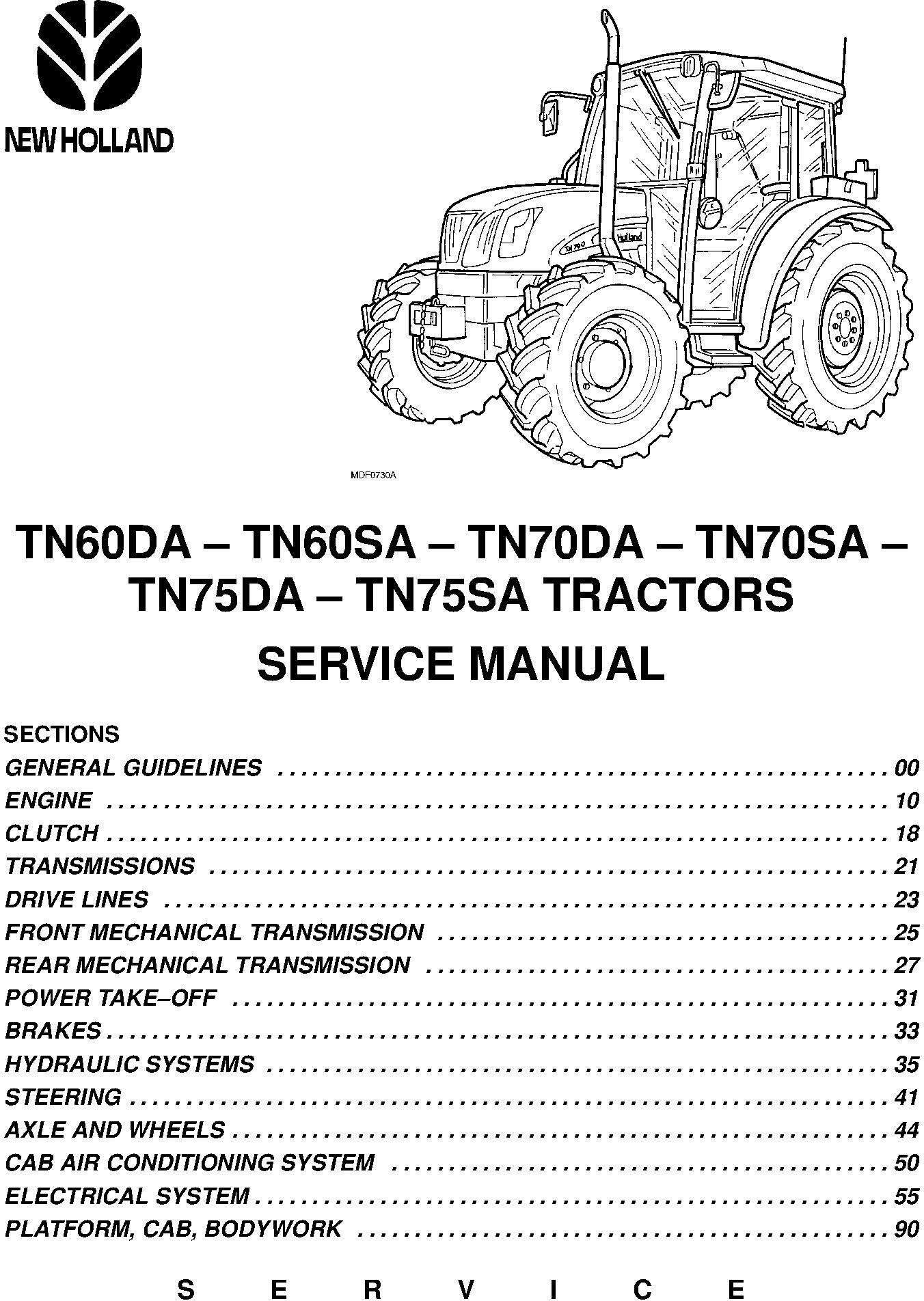 New Holland TN60DA, TN70DA, TN75DA, TN60SA, TN70SA, TN75SA Tractors Service Manual - 19996