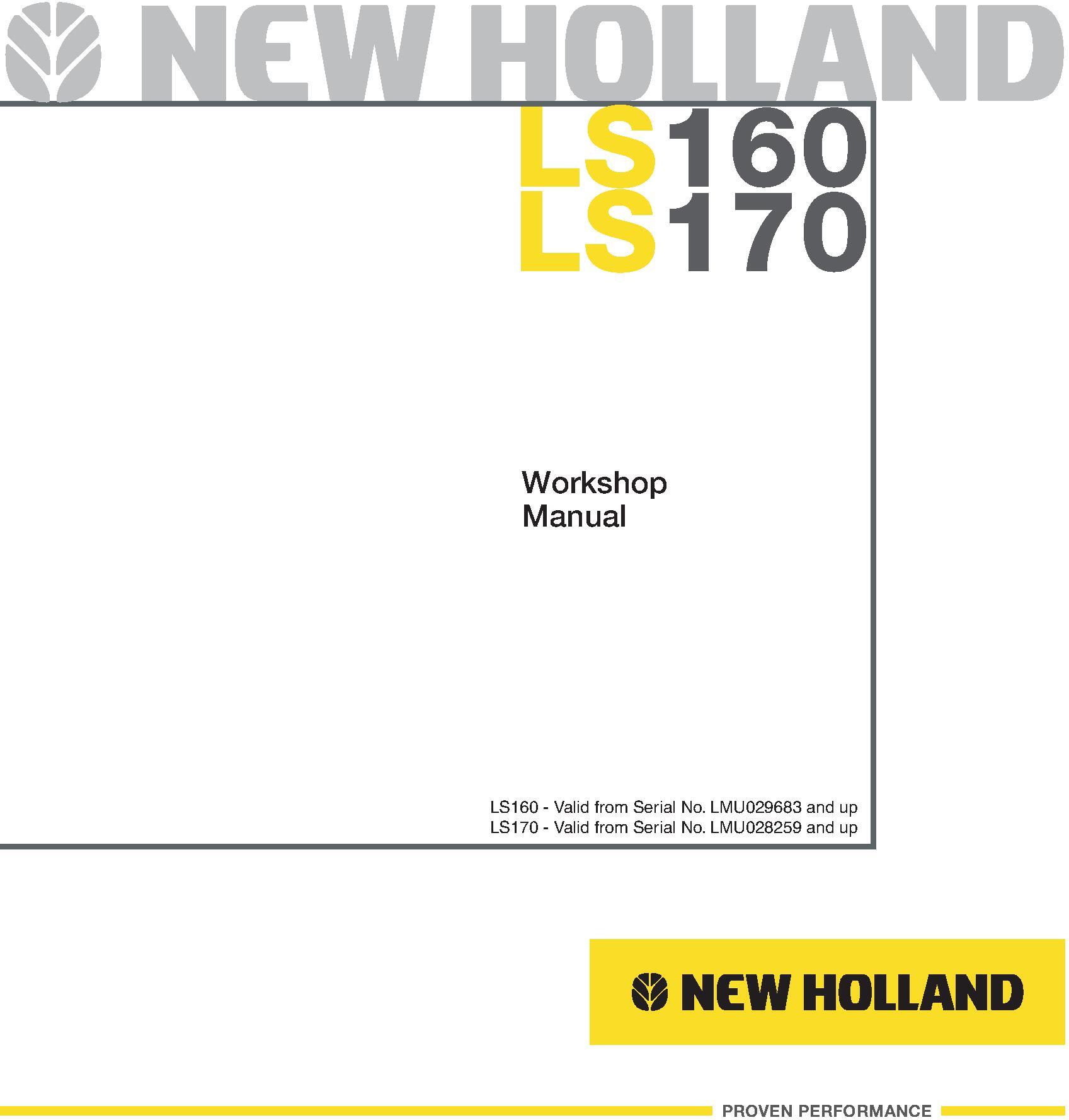 New Holland LS160, LS170 Skid Steer Loader Service Manual - 19943