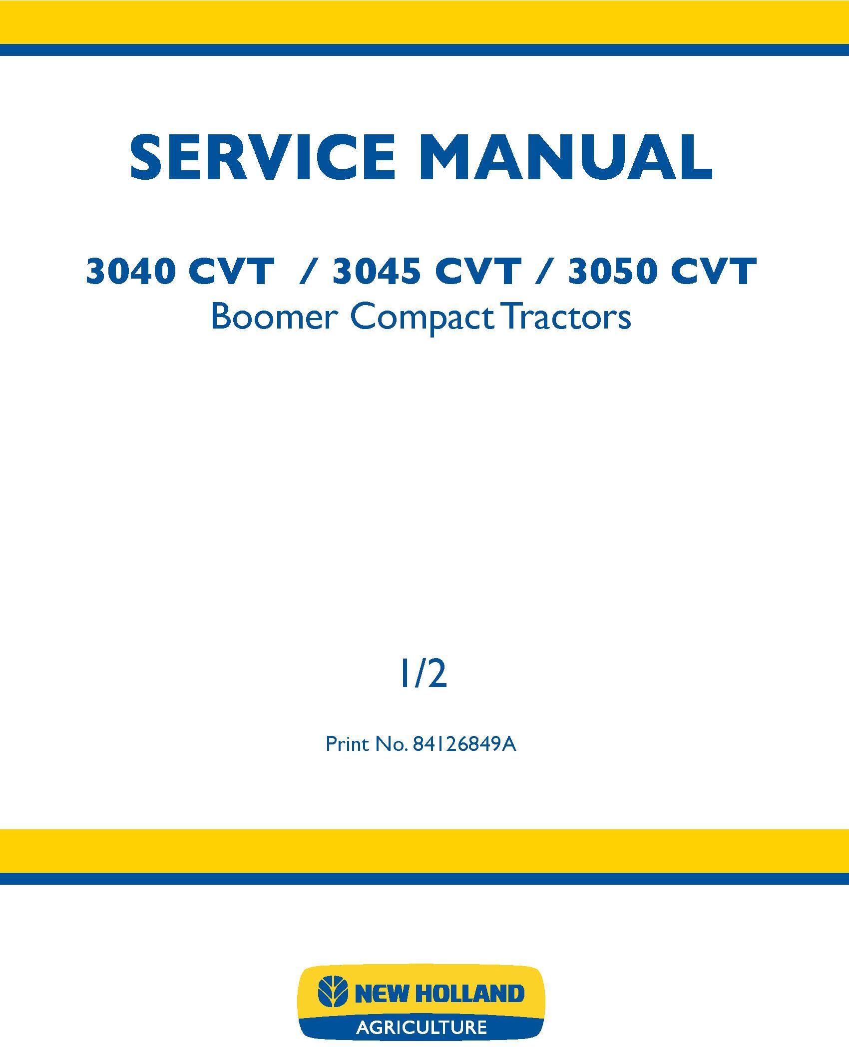 New Holland Boomer 3040, 3045, 3050 CVT Tractors Agricultural Service Manual - 19547