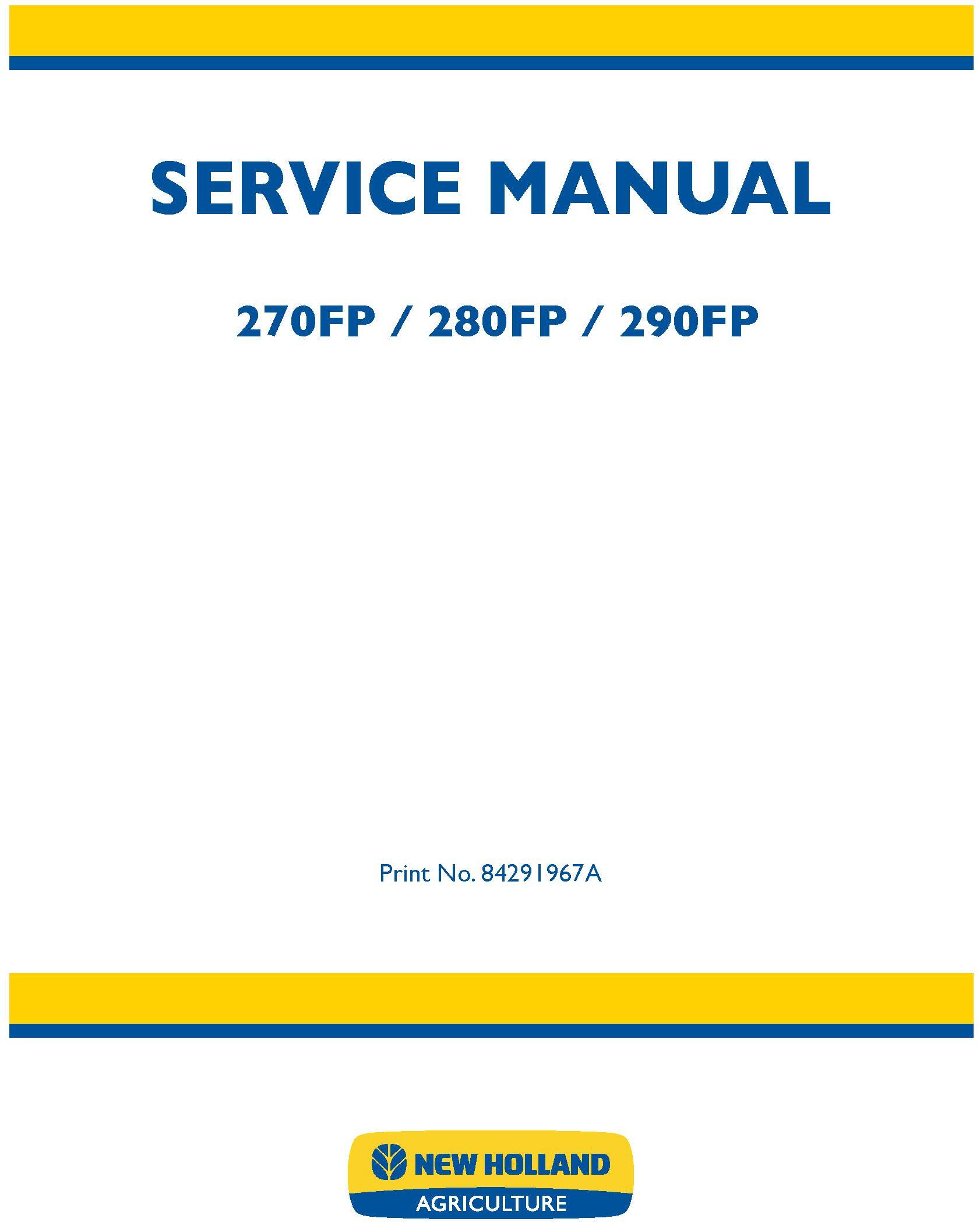 New Holland 270FP, 280FP, 290FP Forage Equipment Headers Service Manual - 20054