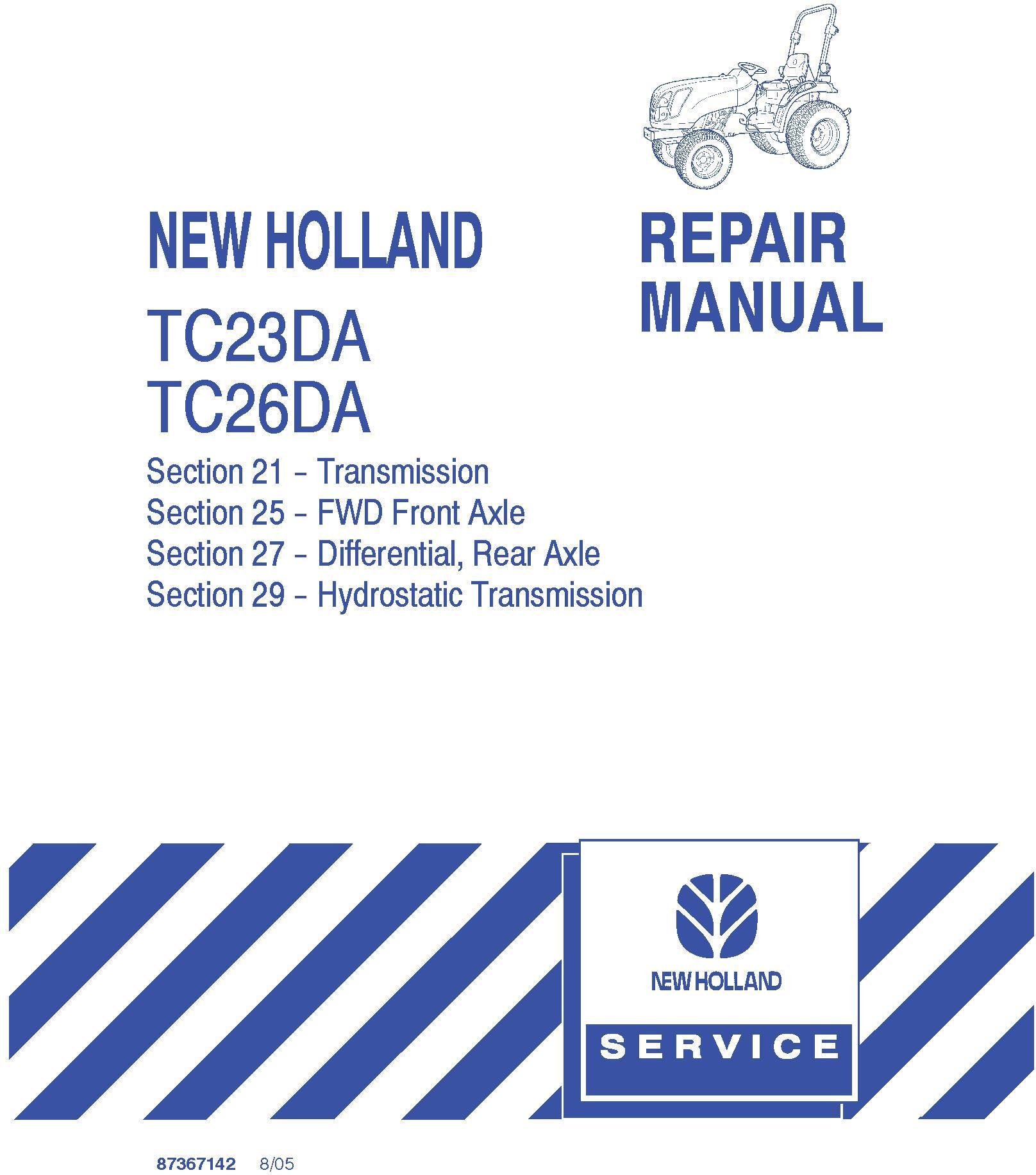 New Holland TC23DA, TC26DA Compact Tractors Complete Service Manual - 19613