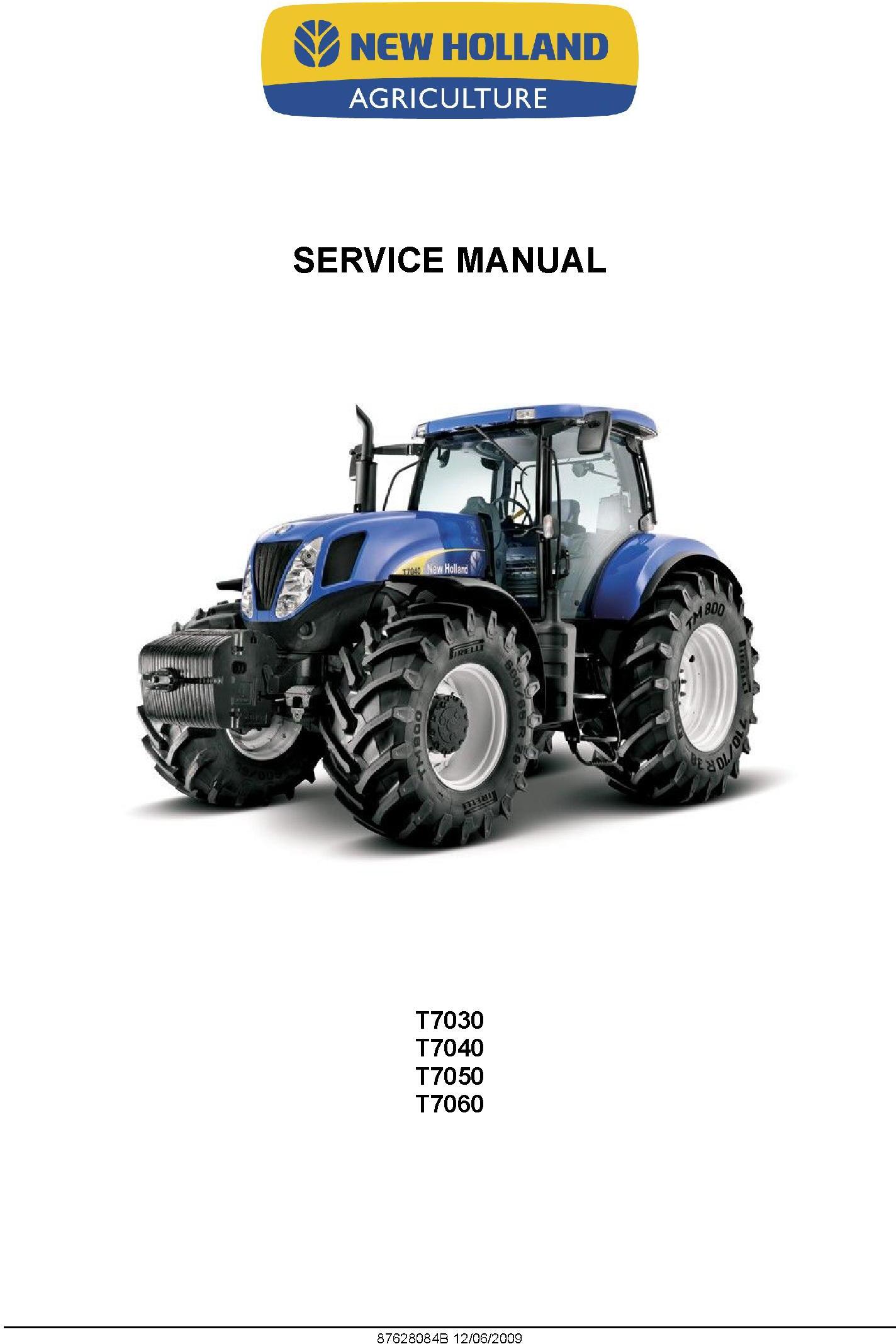New Holland T7030, T7040, T7050, T7060 Tractor Service Manual - 19625