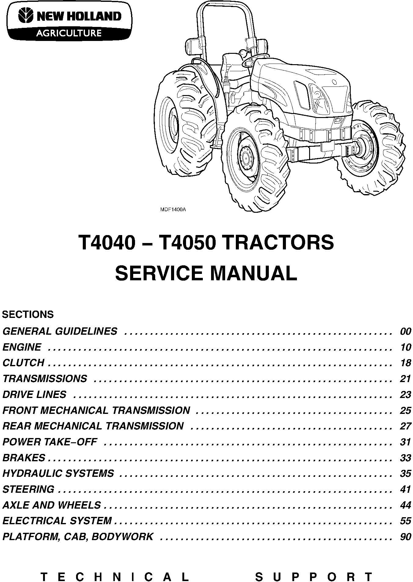 New Holland 4020, T4030, T4040, T4050 Tractors Service Manual