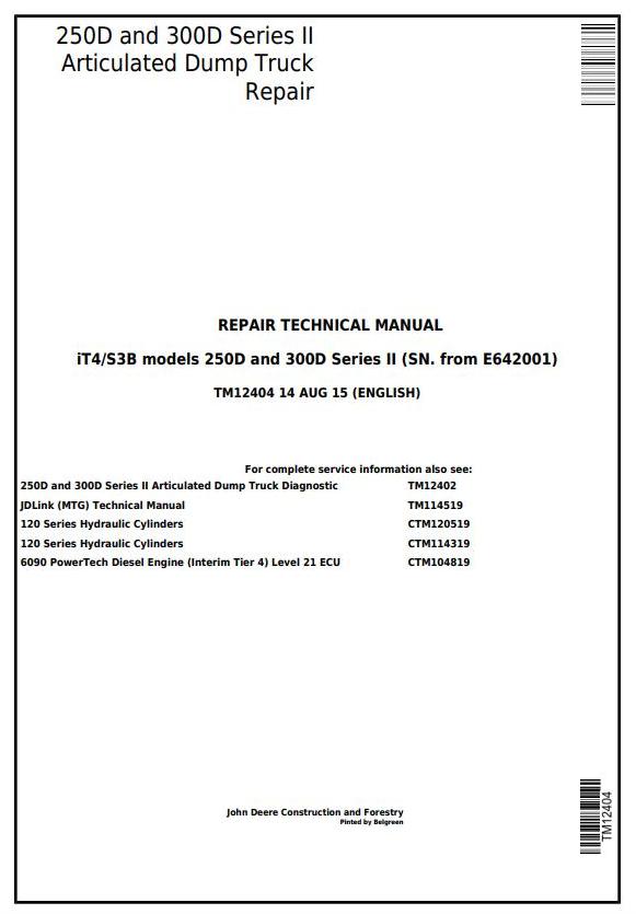 TM12404 - John Deere 250D Series II, 300D Series II ADT 1DW250D2__E642001- (iT4/S3B) Repair Technical manual - 17272