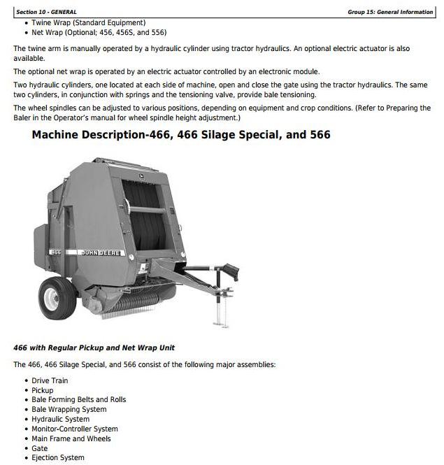 Tm1767 John Deere 446 456 456s 546 556 466 466s 566 Round Balers All Inclusive Technical Manual Deere Technical Manuals