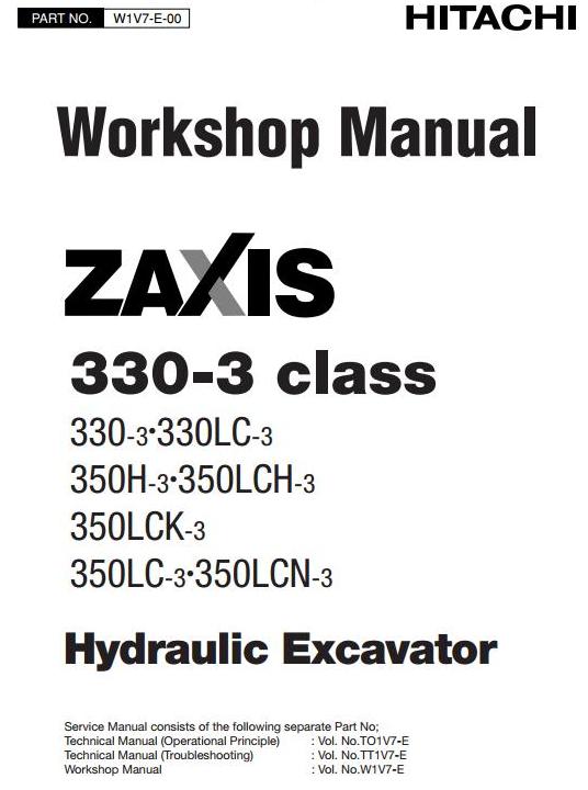 Hitachi Zaxis 330-3, 330LC-3, 350H-3, 350LC-3, 350LCH-3, 350LCK-3, 350LCN-3 Excavator Service Manual