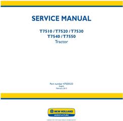 New Holland T7510, T7520, T7530, T7540, T7550 Tractor Service Manual