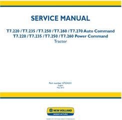 New Holland T7.220, T7.235, T7.250, T7.260, T7.270 Auto Command/Power Command Tractor Service Manual