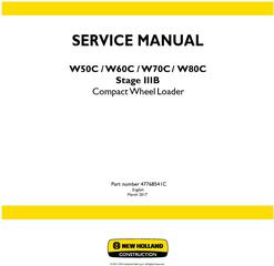 New Holland W50C, W60C, W70C, W80C Stage IIIB Compact Wheel Loaders Service Manual