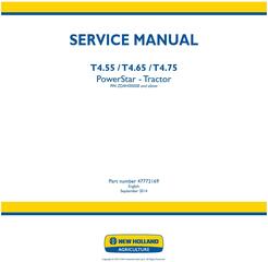 New Holland T4.55, T4.65, T4.75 PowerStar Tier4B Final Tractor Service Manual