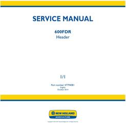 New Holland 600FDR Header (PIN from 6001) Service Manual