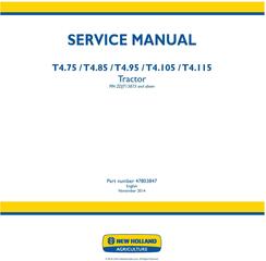 New Holland T4.75, T4.85, T4.95, T4.105, T4.115 Tractor Service Manual