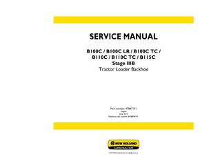 New Holland B100C, -LR -TC, B110C TC, B115C Stage III B Tractor loader backhoe Service Manual