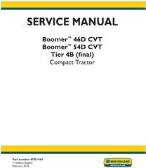 New Holland Boomer 46D CVT, 54D CVT Tier 4B (final) Compact Tractor Complete Service Manual (USA)