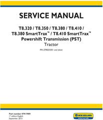 John Deere New Holland T8.380, T8.350, T8.380, T8.410 and SmartTrax with PST, Tier 4B Tractor service manual