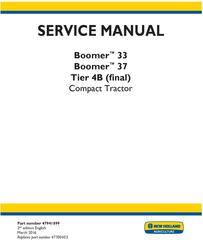 New Holland Boomer 33, 37 Tier 4B (final) Compact Tractor Complete Service Manual (North America)