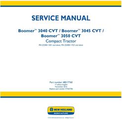 New Holland Boomer 3040 CVT, 3045 CVT, 3050 CVT Compact Tractor Service Manual (Europe)
