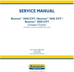 New Holland Boomer 3040 CVT, 3045 CVT, 3050 CVT Compact Tractor Service Manual (Europe)