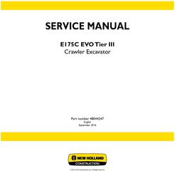 New Holland E175C EVO Tier III Crawler excavator Service Manual