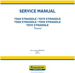New Holland TD60, TD70, TD80, TD90, TD95 Straddle Tractor Service Manual (Asia, Africa)