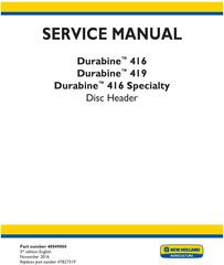 New Holland Durabine 416, 419, Durabine 416 Specialty Disc header Service Manual