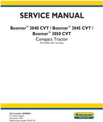 New Holland Boomer 3040 CVT,Boomer 3045 CVT, Boomer 3050 CVT Compact tractor Complete service manual