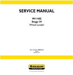 New Holland W110D Stage IV Wheel loaders Service Manual