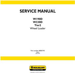 New Holland W190D, W230D Tier 2 Wheel 4WD Loader Service Manual