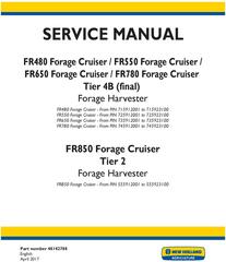 New Holland FR480, FR550, FR650, FR780, FR850 Forage Cruiser - Forage Harvester Service Manual (USA)