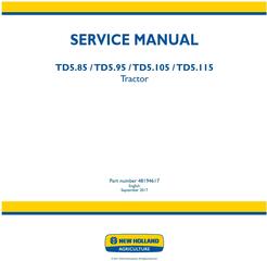 New Holland TD5.85, TD5.95, TD5.105, TD5.115 Tractor Service Manual (Europe)