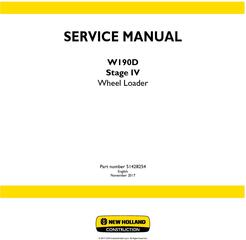 New Holland W190D Stage IV Wheel Loader Service Manual