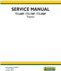 New Holland T3.60F, T3.70F, T3.80F Tractor Service Manual (North America)