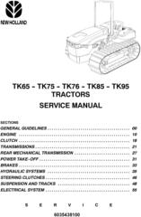 New Holland TK65, TK75(A),TK76, TK85,TK95, TK70A,TK80A, TK90A, TK100A Crawler Tractor Service Manual