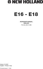 New Holland E16, E18 Crawler mini Excavator Service Manual