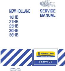 New Holland 18HB, 21HB, 25HB, 30HB, 36HB Draper Headers Service Manual