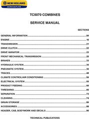 New Holland TC5070 Hydro 4WD Combine Service Manual