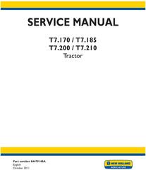 New Holland T7.170, T7.185, T7.200, T7.210 Tractor Service Manual